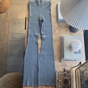 Alo Blue Ribbed Flare Pants